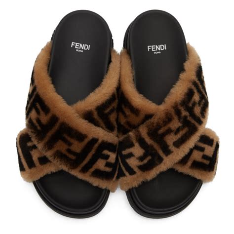 fendi shearling slides|fendi mules for sale.